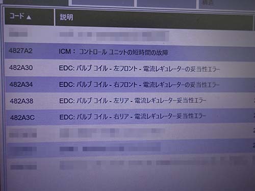 専用診断機でエラーチェックしてみるとエラーは出てる