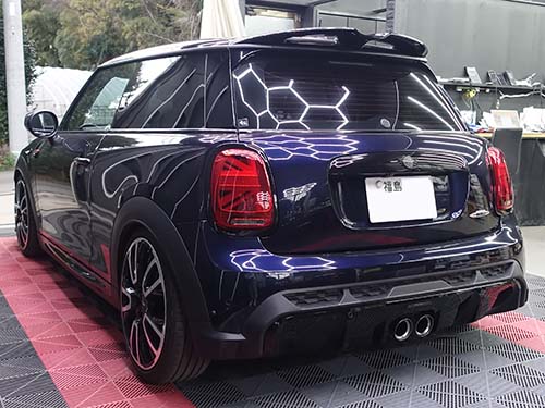 MINI JCW(F56) LCI2のインナーブラックLEDヘッドライトをリペア修理してプロテクションフィルム施工