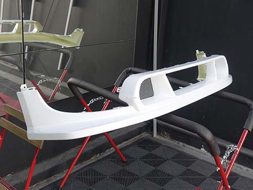 JCWパッケージのフロントバンパー下部へDuelL AG ( デュエル )製 トラックマスター フロントスポイラー ( Track Master Front Spoiler ) Ver1.1を取り付け