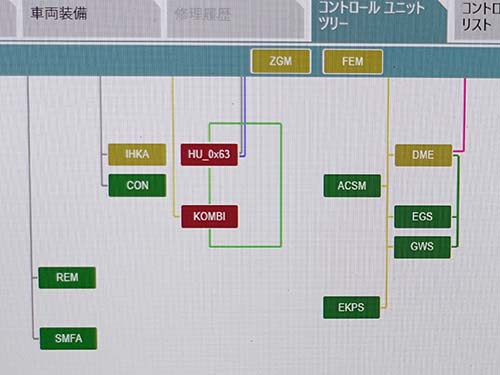 コンピューターツリーでヘッドユニットがレッド表示
