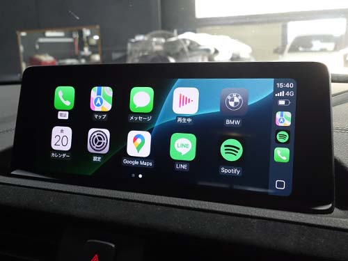 CarPlayフルスクリーン有効化後のディスプレイ