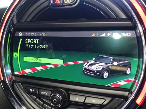 メーター内に GREEN/MID/SPORT の表示