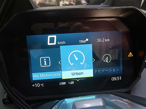 標準状態ではシンプルなデジタルスピード表示のみのメーターデザイン