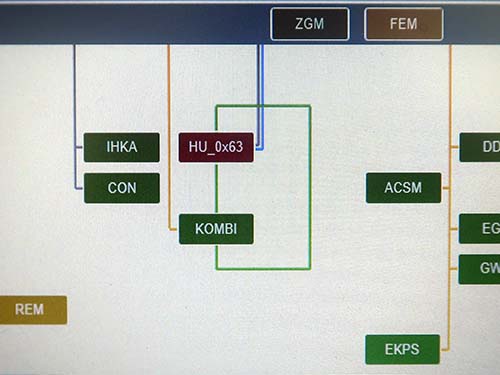 BMWの診断画面で 赤色表示