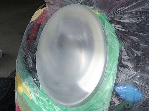 耐水ペーパーでハードコート層をきっちりと削り落とし