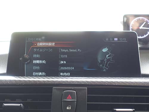 iDrive画面に自動時刻設定メニュー表示