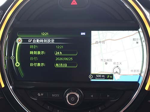 iDrive画面に自動時刻設定メニューを表示