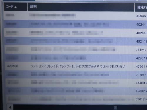 車両側がPレンジに入っていないと誤検知して警告を発する症状
