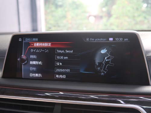 iDrive画面に自動時刻設定メニュー表示