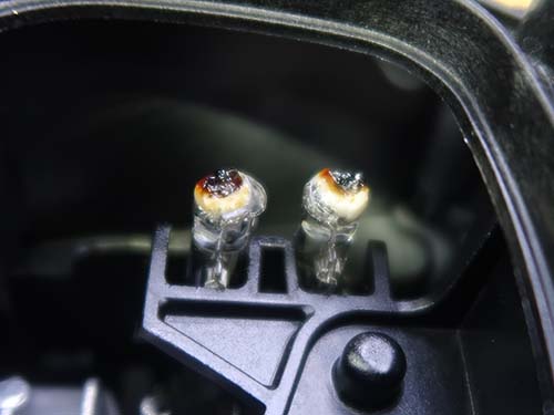 デイライトの導光体がLEDの発熱によって焼損してしまった