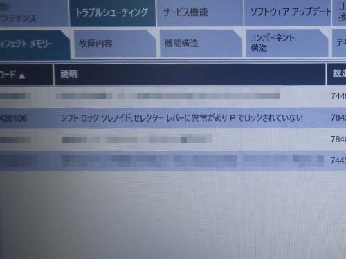 シフトレバーが P レンジに入っていても、車両側が P レンジに入っていると認識できないために起こっているエラー
