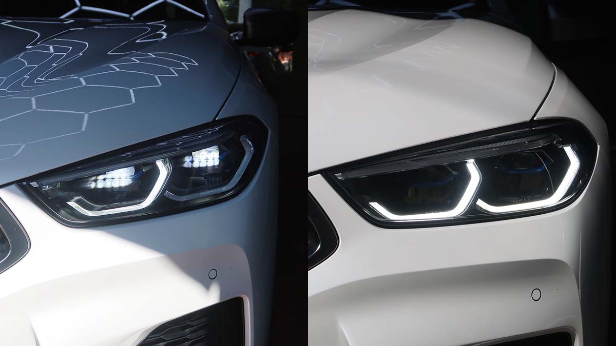 BMW 8シリーズ クーペ（G15）M850i xDrive デイライトが暗い症状を修理｜焼損した導光面を再生治療し白い発光に復活